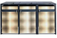 HW Mülltonnenbox HWC-J82 Mülltonnenverkleidung 3 er Metall anthrazit - Gold erweiterbar