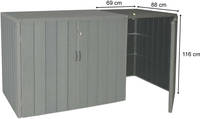 HW Mülltonnenbox Premium HWC-J28 Erweiterung 1 er Metall WPC braun - Holzoptik