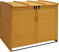 HW Mülltonnenverkleidung HWC-H75b Mülltonnenbox XL 2-4 er Holz FSC-zertifiziert - braun erweiterbar
