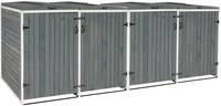 HW Mülltonnenbox HWC-H74 Mülltonnenverkleidung XL 4-8 er erweiterbar Holz FSC-zertifiziert -grau/weiß