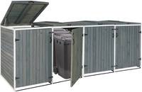 HW Mülltonnenbox HWC-H74 Mülltonnenverkleidung XL 4-8 er erweiterbar Holz FSC-zertifiziert -grau/weiß