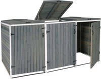HW Mülltonnenbox HWC-H74 Mülltonnenverkleidung XL 3-6 er erweiterbar Holz FSC-zertifiziert - grau/weiß