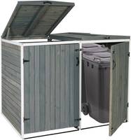 HW Mülltonnenbox HWC-H74 Mülltonnenverkleidung XL 2-4 er erweiterbar Holz FSC-zertifiziert - grau/weiß