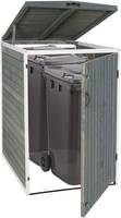 HW Mülltonnenbox HWC-H74 Mülltonnenverkleidung 1-2 er erweiterbar Holz FSC-zertifiziert - grau weiß