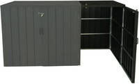 HW Mülltonnenbox Premium HWC-J28 Erweiterung XL 1-2 er Metall WPC anthrazit - Holzoptik