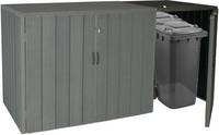 HW Mülltonnenbox Premium HWC-J28 Erweiterung XL 1-2 er Metall WPC grau - Holzoptik