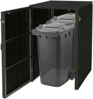 HW Mülltonnenbox HWC-J28 Mülltonnenverkleidung XL 1-2 er Metall WPC Holzoptik erweiterbar anthrazit