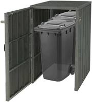 HW Mülltonnenbox HWC-J28 Mülltonnenverkleidung Premium XL 1-2 er Metall WPC Holzoptik erweiterbar grau