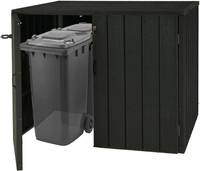 HW Mülltonnenbox HWC-J28 Mülltonnenverkleidung Premium XL 2-4 er Metall WPC Holzoptik erweiterbar anthrazit