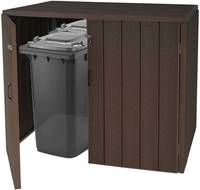 HW Mülltonnenbox HWC-J28 Mülltonnenverkleidung Premium XL 2-4 er Metall WPC Holzoptik erweiterbar braun