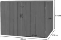 HW Mülltonnenbox HWC-J28 Mülltonnenverkleidung Premium XL 2-4 er Metall WPC Holzoptik erweiterbar grau