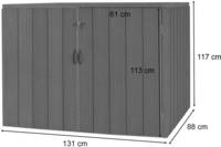 HW Mülltonnenbox HWC-J28 Mülltonnenverkleidung 2 er Metall Holzoptik, erweiterbar anthrazit