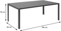 HW Gartentisch HWC-F90 WPC-Tischplatte hellbraun anthrazit 160x90cm