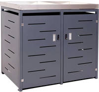 HW Mülltonnenbox HWC-H40 Mülltonnenverkleidung 2er Pflanzkasten Edelstahl-Metall-Kombi grau erweiterbar