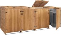 HW Mülltonnenbox HWC-H74 Mülltonnenverkleidung XL 4-8 er erweiterbar Holz FSC-zertifiziert - braun