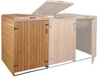 HW Mülltonnenbox HWC-H74 Mülltonnenverkleidung 1-2 er erweiterbar Holz FSC-zertifiziert - braun