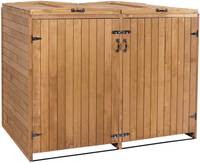 HW Mülltonnenbox HWC-H74 Mülltonnenverkleidung XL 2-4 er erweiterbar Holz FSC-zertifiziert - braun
