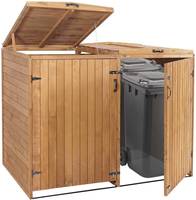 HW Mülltonnenbox HWC-H74 Mülltonnenverkleidung XL 2-4 er erweiterbar Holz FSC-zertifiziert - braun