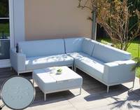HW Gartenmöbel HWC-C47 Loungegarnitur Alugestell Stoff/Textil Blau Tisch 88x88cm
