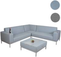 HW Gartenmöbel HWC-C47 Loungegarnitur Alugestell Stoff/Textil Blau Tisch 88x88cm
