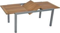 MX Gartenmöbel Silano Set 5 tlg. Stapelsessel Aluminium Akazienholz Silber/Graubeige Tisch 150/200x90cm
