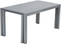MX Gartenmöbel Carrara Set 9 tlg. Alugestell Silber/Schwarz Flex-Tisch 160/320x78cm