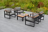 MX Gartenmöbel Mykonos Set 5 tlg. Loungegruppe Aluminiumgestell FSC® Akazienholz Tisch 90x60cm