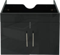 HW Badmöbel Unterschrank HWC-D16 XL Türen Hängeschrank Hochglanz Schwarz 90cm