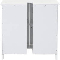 HW Badmöbel Unterschrank HWC-A85 Türen Bambus Weiß 60x60x30cm