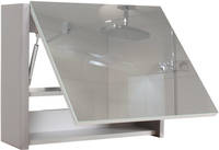HW Badmöbel Spiegelschrank HWC-B19 aufklappbar Hochglanz Grau 48x59cm 