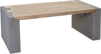 HW Wohnzimmertisch HWC-A15 Beton-Optik Holz massiv 122x60cm