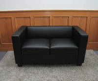 HW 2er Sofa Couch Loungesofa Lille Kunstleder, schwarz