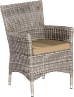 MX Gartenmöbel Teneriffa Set 9tlg. Sessel Kunststoffgeflecht Sitzkissen grau-beige Tisch 185x90cm