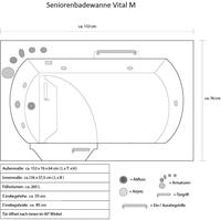 Deluxe Seniorenbadewanne WHASENI/VITAL-M-LVital M (liegend) mit Linkseinstieg