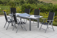 MX Alu Gartenmöbel Set Amalfi 7 tlg. schwarz Tisch 160/220x90cm