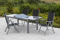 MX Alu Gartenmöbel Set Amalfi 5 tlg. schwarz Tisch 120/180x90cm