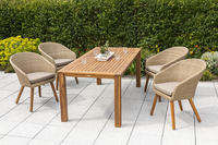 MX Gartenmöbel  Arrone Set 5tlg. 4x Sessel und Tisch Geflecht/FSC Akazie