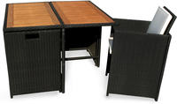 IN Gartenmöbel Set Faro 5-teilig Polyrattan schwarz Tisch 110x110cm
