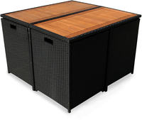 IN Gartenmöbel Set Faro 9-teilig Polyrattan schwarz Tisch 110x110cm