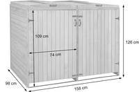HW Mülltonnenbox HWC-H74 Mülltonnenverkleidung XL 2-4 er erweiterbar Holz FSC-zertifiziert - grau/weiß