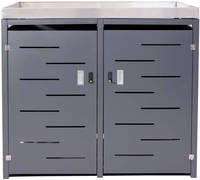 HW Mülltonnenbox HWC-H40 Mülltonnenverkleidung 2er Pflanzkasten Edelstahl-Metall-Kombi grau erweiterbar
